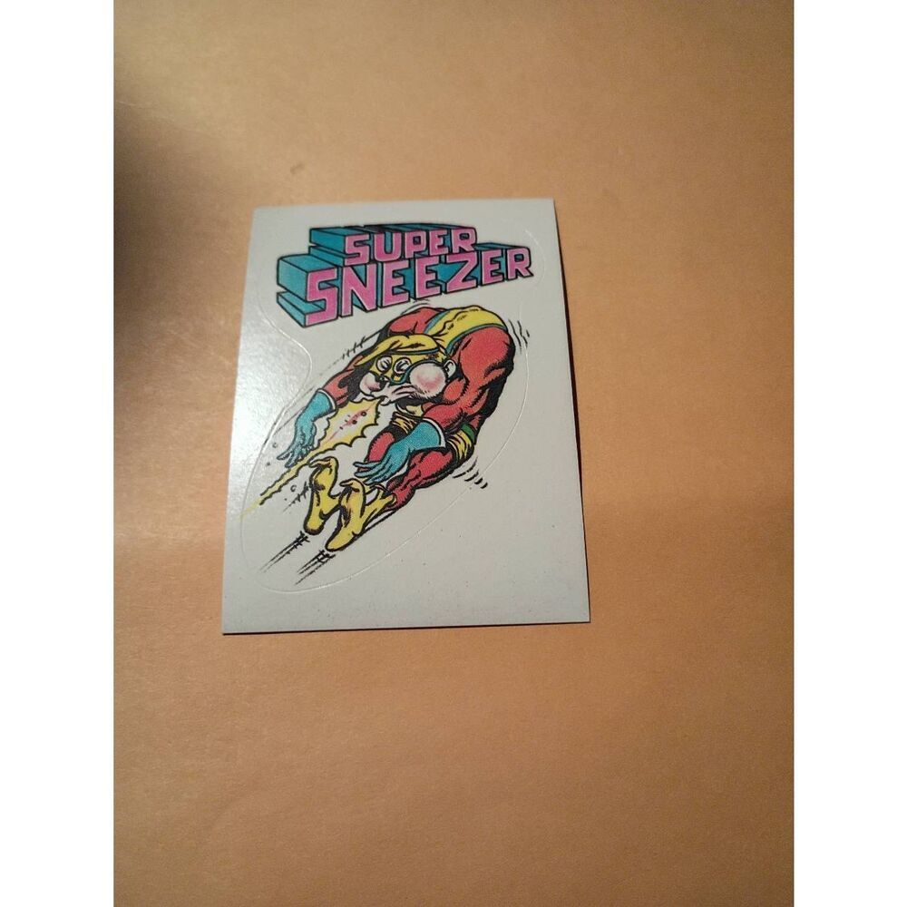 1983 General Mills Zero Heroe Trading Card Sticker Card Vintage 29 Super Sneezer